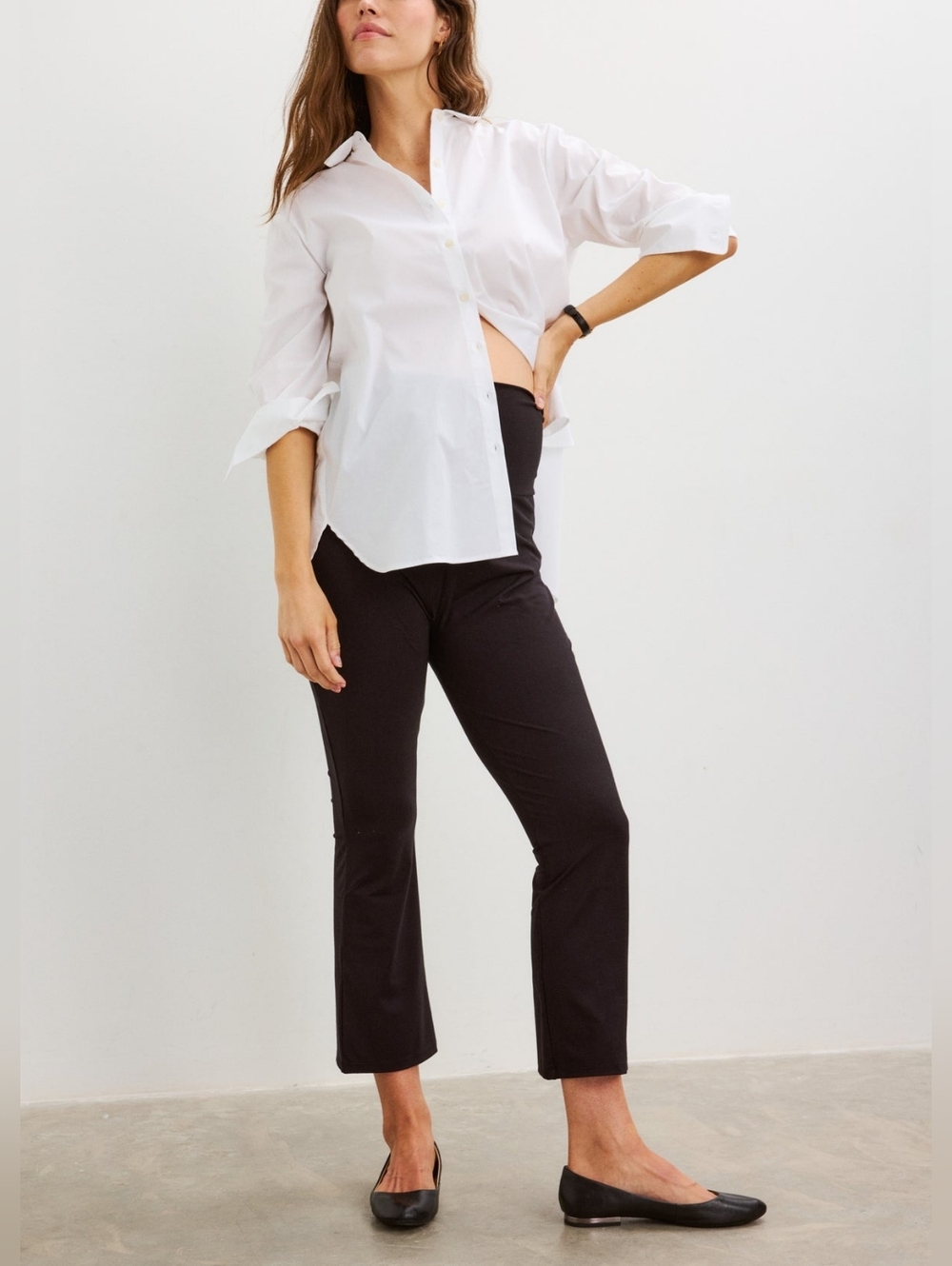 Hatch the before during and after crop flare legging, small
